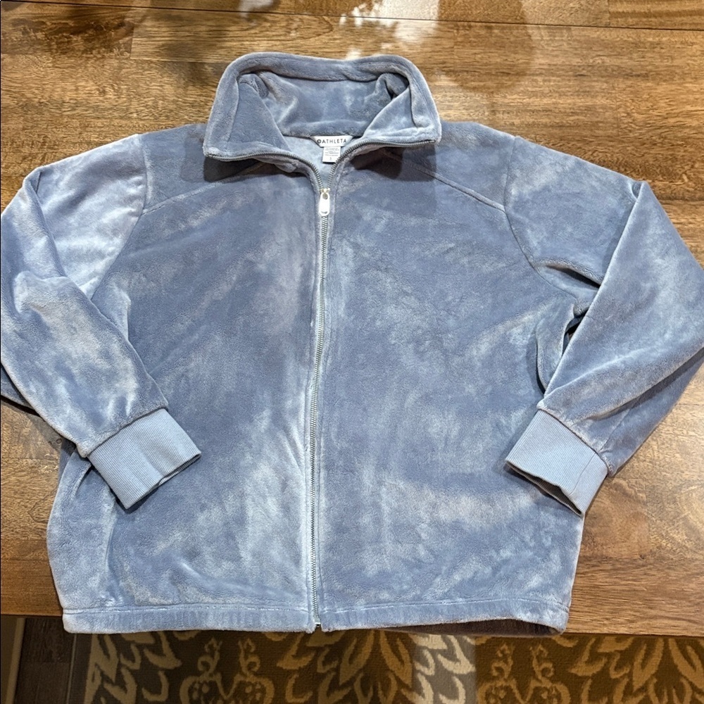 Athleta Recover Cozy Karma Full Zip Jacket Large Gray Blue